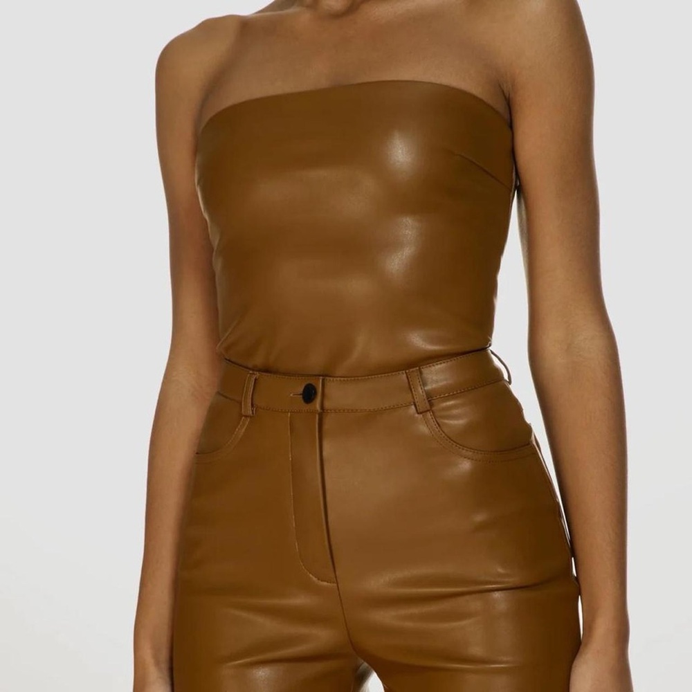 CULTNAKED brown leather bandeau
